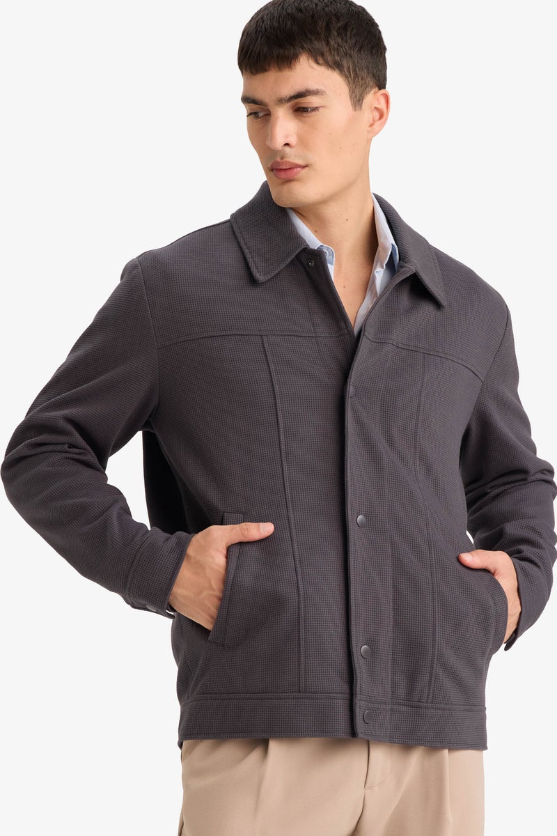 DeFacto Grey Man Polo Neck Jacket Casual - Image 1